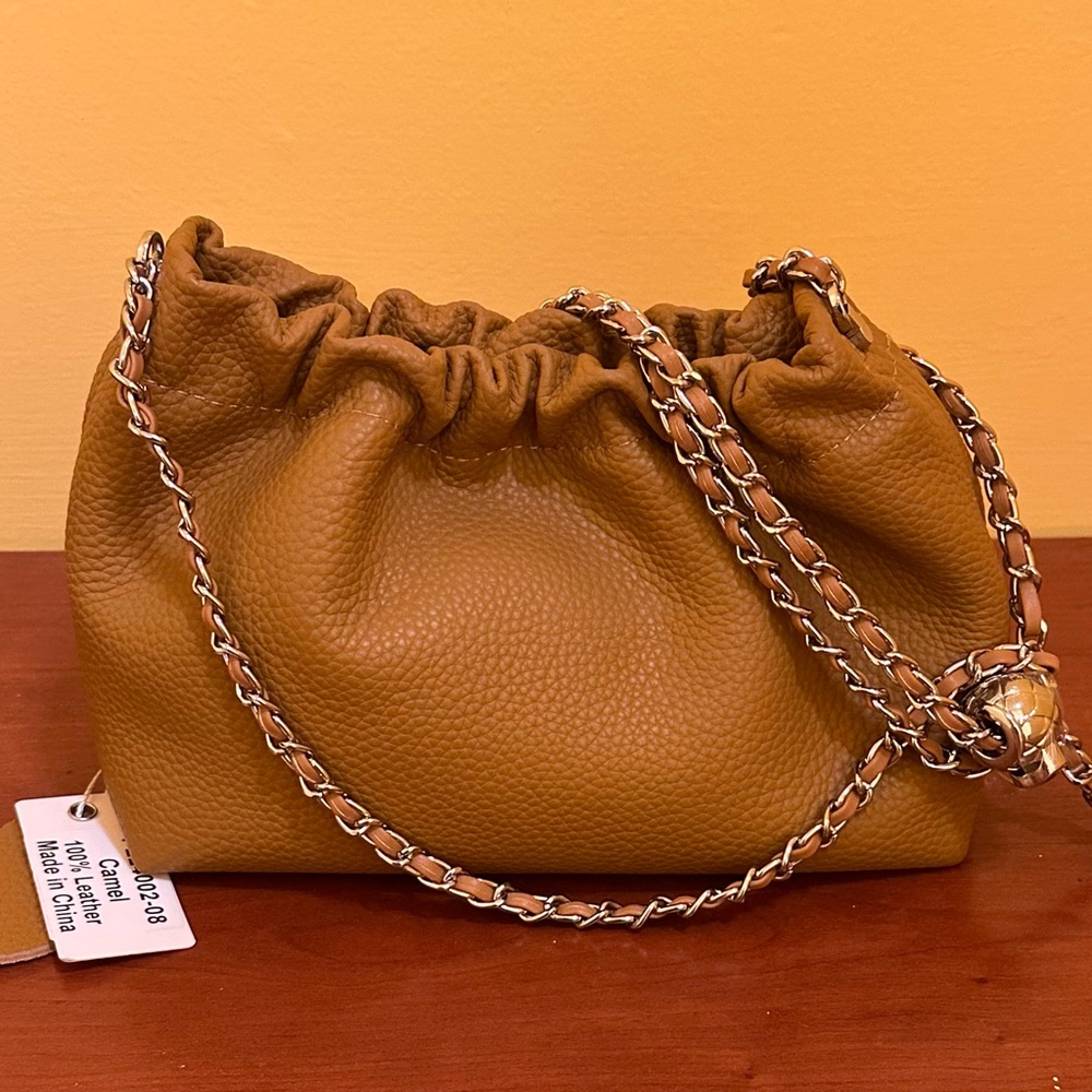 Tan Leather Mini Chain Bag